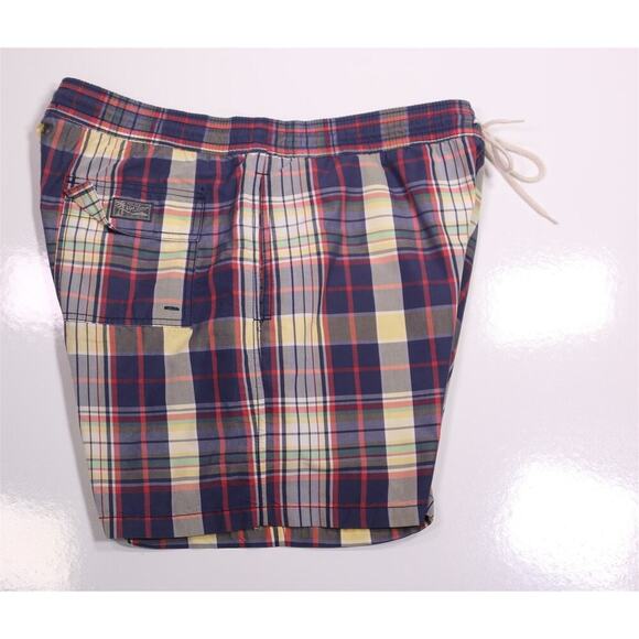 Polo Ralph Lauren Vintage Men Madras Plaid Cotton Nylon Swim Trunks Shorts Large - Picture 5 of 6